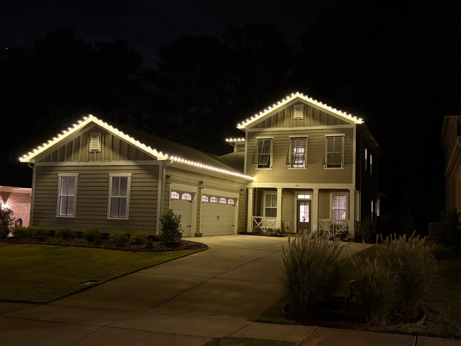 Warm white professional roofline lighting